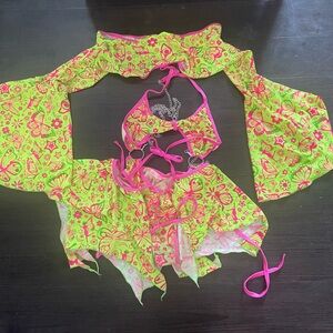 Rave outfit - 3 piece set neon butterfly